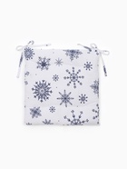 Подушка на стул новогодняя «Доляна. Синие снежинки», 42×42×5 см, белая - Фото 1