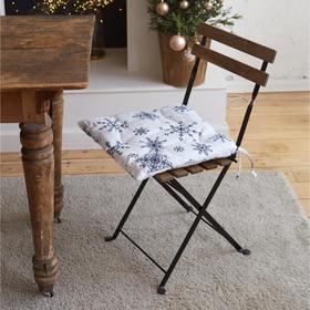 Сидушка на стул 'Синие снежинки' 42х42х5 см, 100% хлопок, 164 г/м2