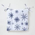 Подушка на стул новогодняя «Доляна. Синие снежинки», 42×42×5 см, белая - Фото 3