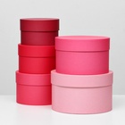 Набор круглых подарочных коробок 5 в 1 «Пантон 200», однотонный, 23×23×14 - 15×15×10 см - Фото 3