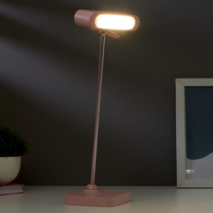 Лампа настольная 1670/1 LED 5Вт 2 режима 3000К 6000К USB АКБ розовый 13х10,4х34 см RISALUX - фото 1905672631