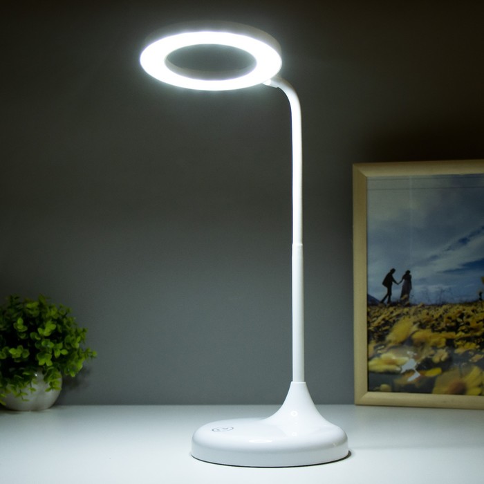 Лампа настольная сенсорная 16098/1 LED 5Вт USB АКБ 3000-6000К белый 16х16х54,5 см RISALUX - фото 1907121883