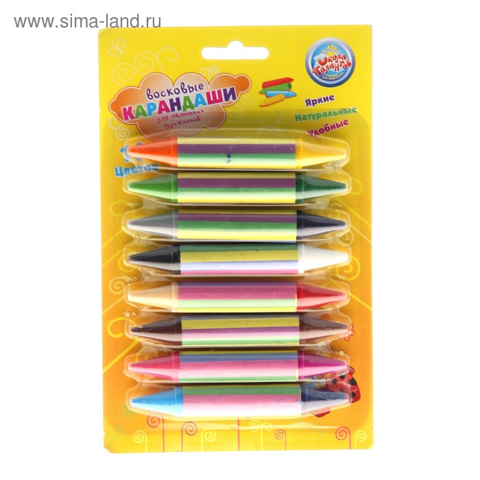 Восковые карандаши "Дублики" набор 16 цветов, высота 1 шт - 10 см, диаметр 1,4 см - Фото 1