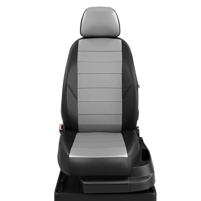 Авточехлы для Chery Tiggo 5 с 2016-2020 г., джип, перфорация, экокожа, цвет светло-серый, чёрный