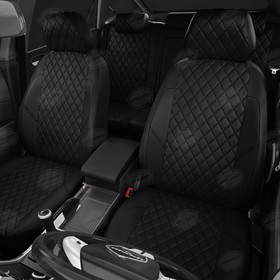 

Авточехлы для Renault Clio 2 с 1990-2005 г., купе, перфорация, экокожа, цвет чёрный