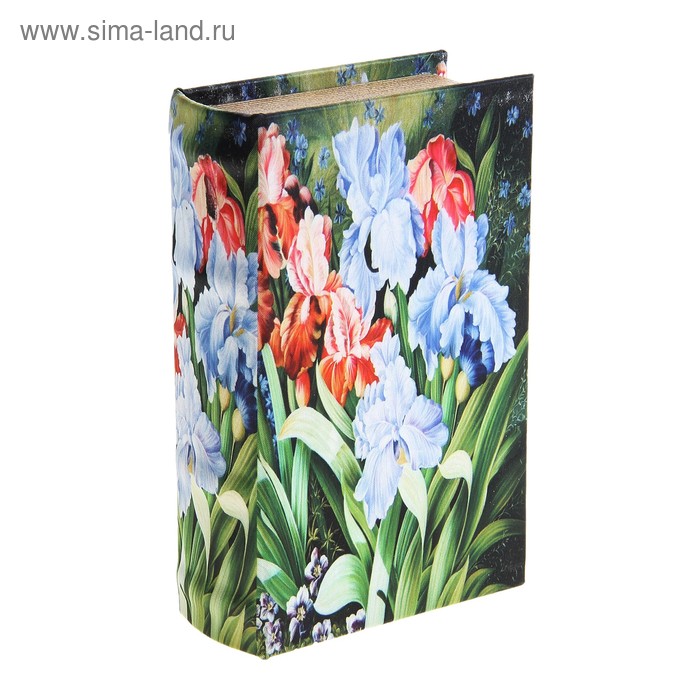 Шкатулка-книга дерево "Ирисы" шёлк 17х11х5 см - Фото 1