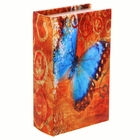 Ключница-книга дерево "Голубая бабочка" шёлк 17х11х5 см - Фото 1