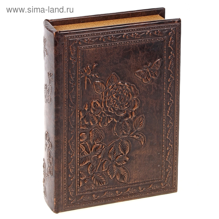 Ключница-книга дерево тиснение "Роза" кожзам 26х17х5 см - Фото 1