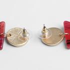 Серьги пластик "Майя" геометрия, цвет красно-белый в золоте - фото 24495889