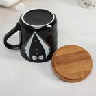 Кружка керамическая с деревянной крышкой «Мистер», 350 мл, цвет МИКС - фото 22453220