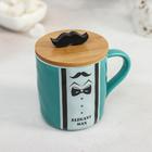 Кружка керамическая с деревянной крышкой «Мистер», 350 мл, цвет МИКС - фото 22453221