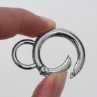 Кольцо-карабин, 37 мм, d=27/19 мм, толщина - 4 мм, с креплением 12×3 мм, 5 шт., цвет серебряный - Фото 3