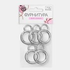 Кольцо-карабин, 37 мм, d=27/19 мм, толщина - 4 мм, с креплением 12×3 мм, 5 шт., цвет серебряный - Фото 6