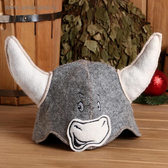 Шапка для бани "Бык" полушерсть - Фото 1