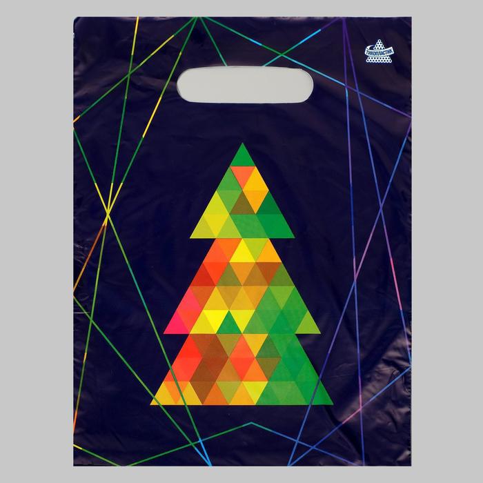 Пакет "Цветная елочка", полиэтиленовый с вырубной ручкой, 30 х 23 см, 30 мкм - Фото 1