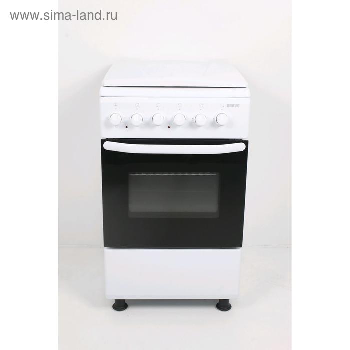 Плита Bravo FO-E5622W, комбинированная, 4 конфорки, 50 л, крышка, белая