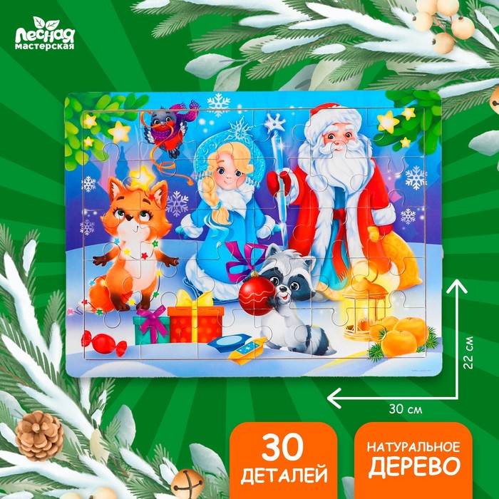 Пазл большой «Дед Мороз и Снегурочка», 30 элементов