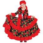 Карнавальный цыганский костюм для девочки, красный с двойной оборкой по юбке, р. 30, рост 116 см - фото 320093995