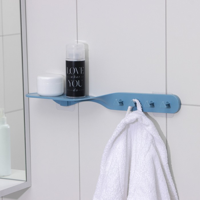 Держатель для ванных принадлежностей на липучке «Решение», 41×7×4,5 см, цвет МИКС - фото 1908580735
