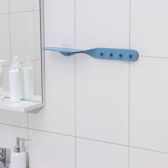 Держатель для ванных принадлежностей на липучке «Решение», 41×7×4,5 см, цвет МИКС - фото 1887990245