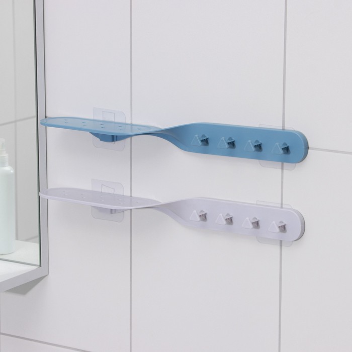 Держатель для ванных принадлежностей на липучке «Решение», 41×7×4,5 см, цвет МИКС - фото 1887990249