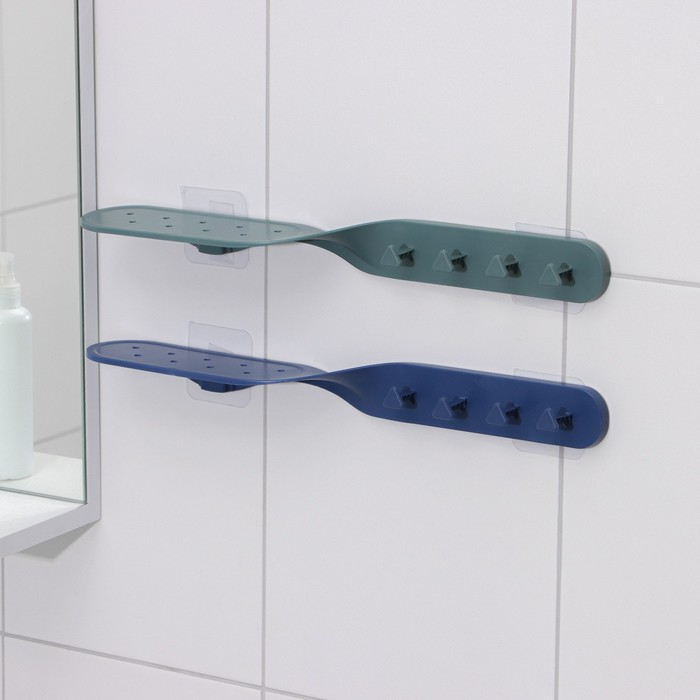 Держатель для ванных принадлежностей на липучке «Решение», 41×7×4,5 см, цвет МИКС - фото 1887990250