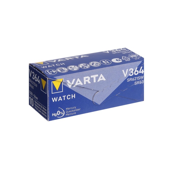 Батарейка цинковая Varta, V364 (SR621SW/G1)-1BL, 1.55В , блистер, 1 шт. - фото 51359180