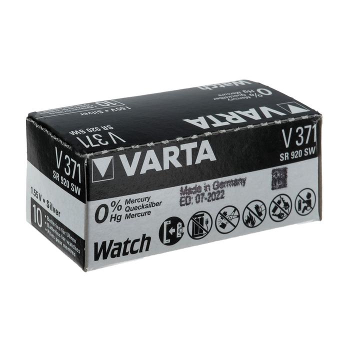 Батарейка цинковая Varta, V371 (SR920SW/G6)-1BL, 1.55В , блистер, 1 шт. - фото 51319225