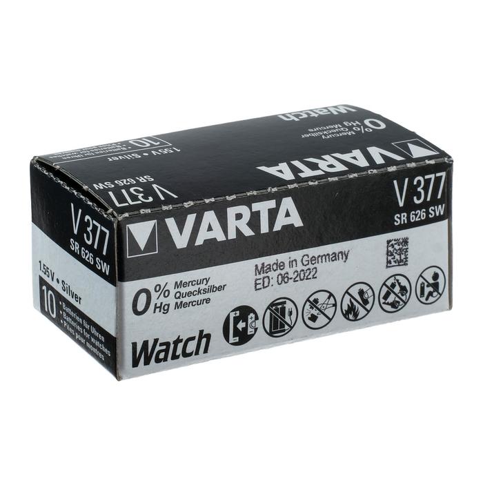 Батарейка цинковая Varta, V377 (SR626SW/SR66/G4)-1BL, 1.55В , блистер, 1 шт. - фото 51319228