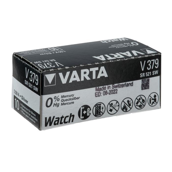 Батарейка цинковая Varta, V379 (SR521SW/SR63/G0)-1BL, 1.55В , блистер, 1 шт. - фото 51319234