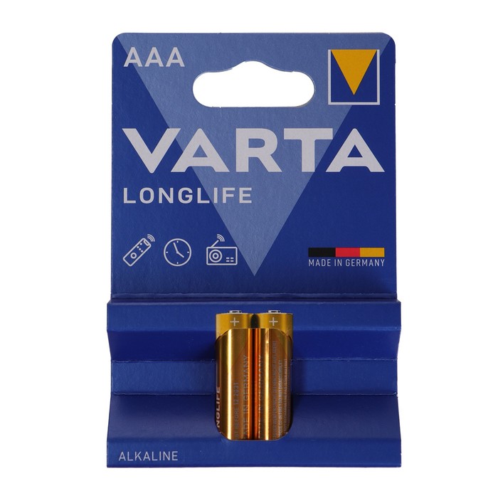 Батарейка алкалиновая Varta LongLife, AAA, LR03-2BL, 1.5В, блистер, 2 шт. - фото 51319263