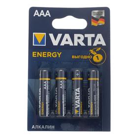 Батарейка алкалиновая Varta Energy, AAA, LR03-4BL, 1.5В, блистер, 4 шт. 5217292