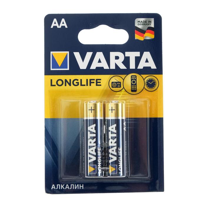 Батарейка алкалиновая Varta LongLife, AA, LR6-2BL, 1.5 В, блистер, 2 шт - Фото 1
