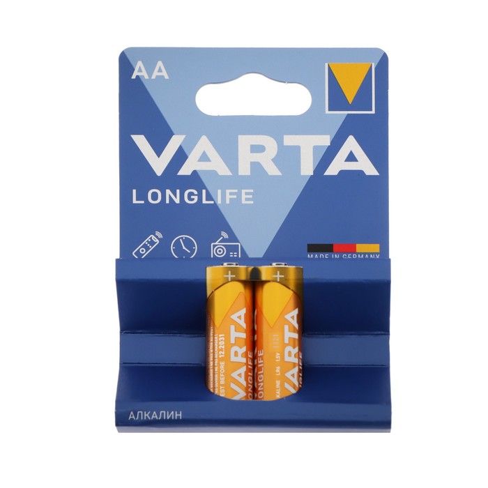 Батарейка алкалиновая Varta LongLife, AA, LR6-2BL, 1.5В, блистер, 2 шт. - фото 51359189