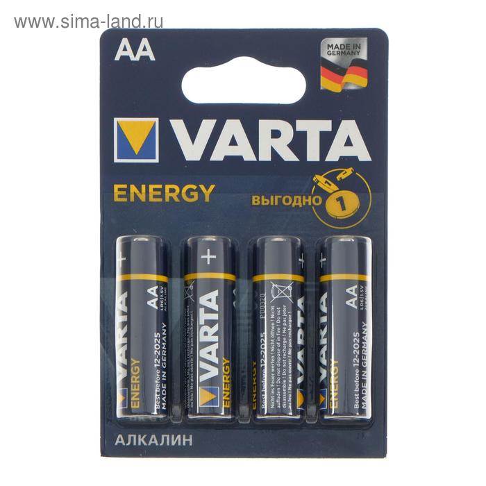 

Батарейка алкалиновая Varta Energy, AA, LR6-4BL, 1.5В, блистер, 4 шт.