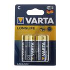 Батарейка алкалиновая Varta LongLife, C, LR14-2BL, 1.5В, блистер, 2 шт. 5217304 - фото 9035787