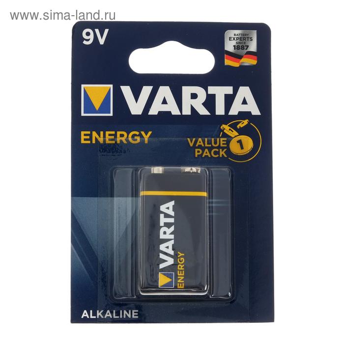 Батарейка алкалиновая Varta Energy, 6LR61-1BL, 9В, крона, блистер, 1 шт. - Фото 1