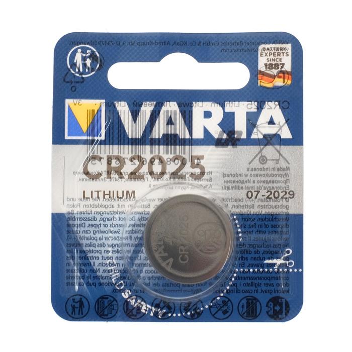 Батарейка литиевая Varta, CR2025-1BL, 3В, блистер, 1 шт. - Фото 1