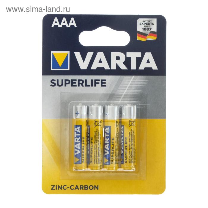 Батарейка солевая Varta SuperLife, AAA, R03-4BL, 1.5В, блистер, 4 шт. - Фото 1