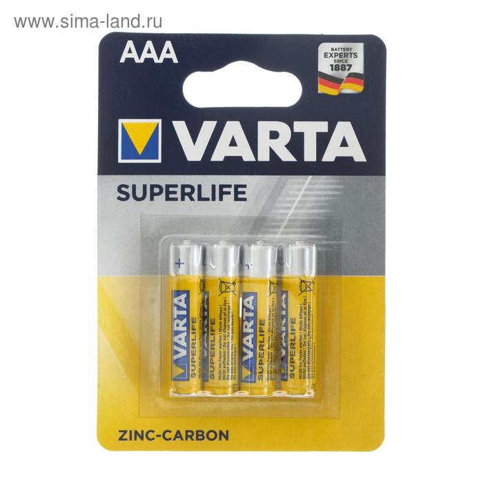 Батарейка солевая Varta SuperLife, AAA, R03-4BL, 1.5 В, блистер, 4 шт. - Фото 1