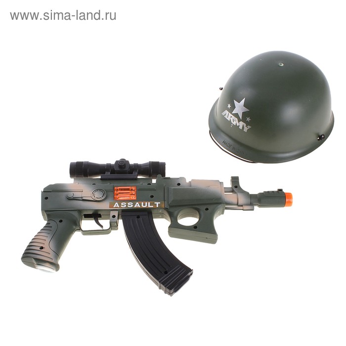 Автомат-трещотка, с каской «Армия» - Фото 1