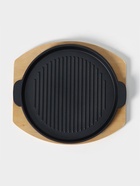 Сковорода «Круг. Гриль», 27.5×25.5 см, на деревянной подставке, чугун, чёрная - Фото 2