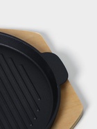 Сковорода «Круг. Гриль», 27.5×25.5 см, на деревянной подставке, чугун, чёрная - фото 60760471