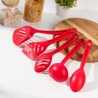 Набор кухонных принадлежностей Доляна «Точки», 5 предметов, цвет красный - Фото 2
