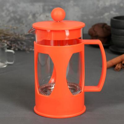 Чайник заварочный френч - пресс Доляна «Оливер», 600 мл, стекло, цвет оранжевый
