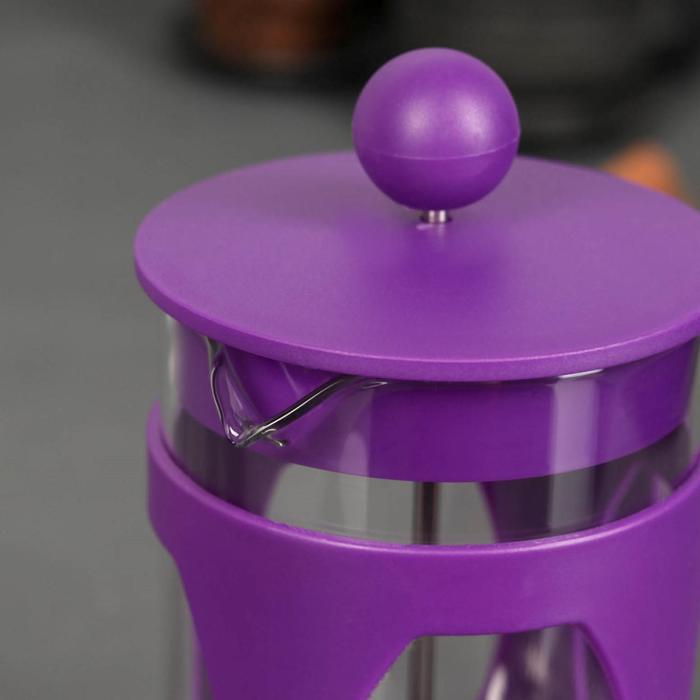 Чайник заварочный френч - пресс Доляна «Оливер», 600 мл, стекло, цвет фиолетовый - фото 1908581145