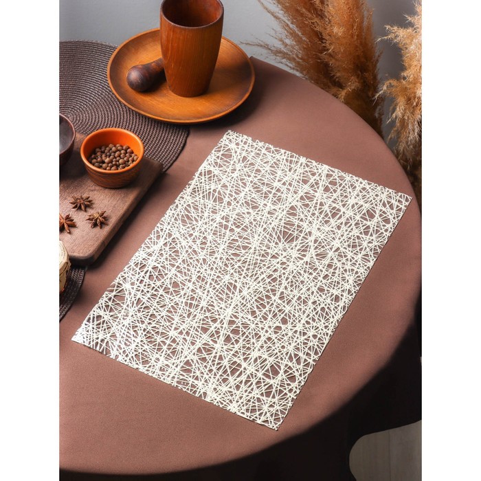 Салфетка сервировочная на стол «Путаница», ажурная, 45×30 см, бежевая - Фото 1