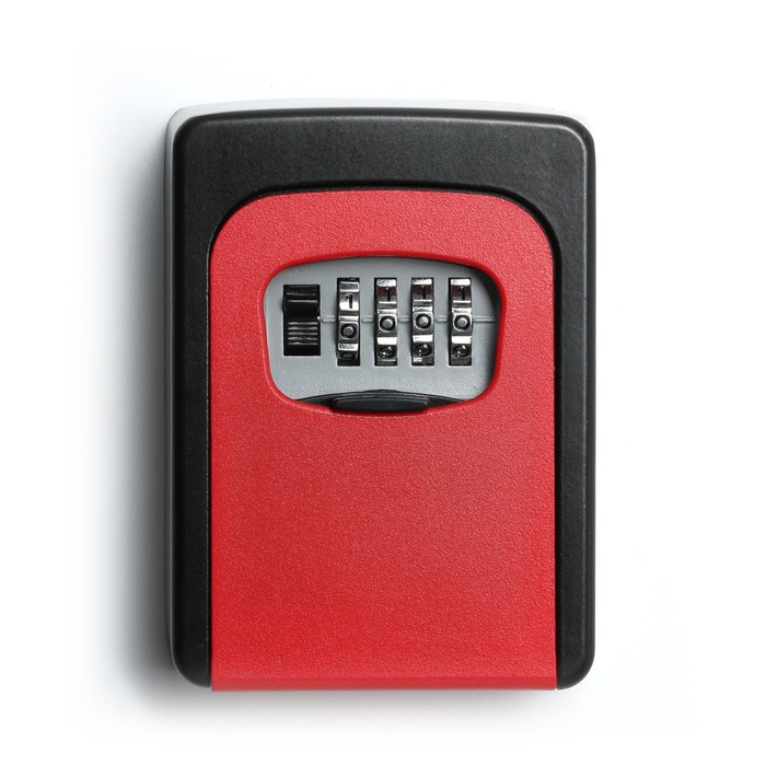 Сейф-ключница кодовая ТУНДРА, металлическая , усиленная, красный - фото 1885048657