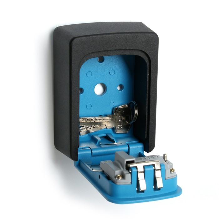 Сейф-ключница кодовая ТУНДРА, металлическая , усиленная,синий - фото 1883569848