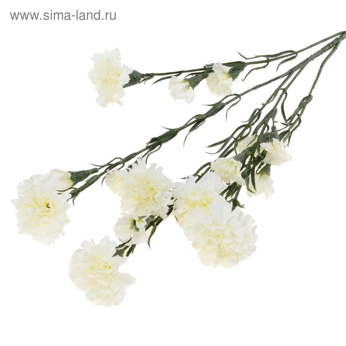 цветы искусственные куст гвоздики 68 см белый - Фото 1